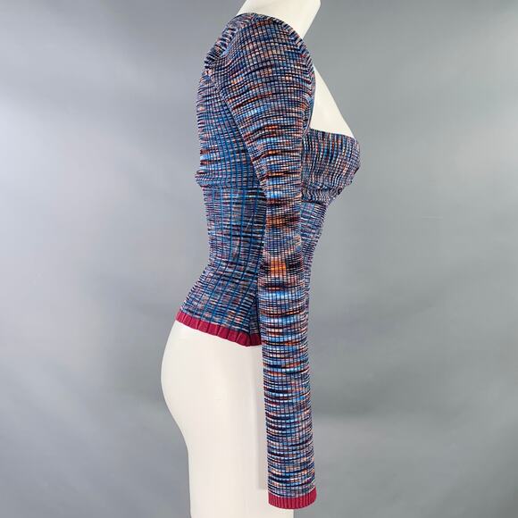 JONATHAN SIMKHAI S Vesna Multi Color Viscose Blend Knit Twist Front Casual Top - Picture 3 of 6